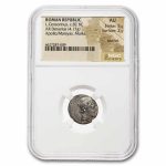 Roman Silver Denarius L. Censorinus Apollo (82 BC) AU NGC
