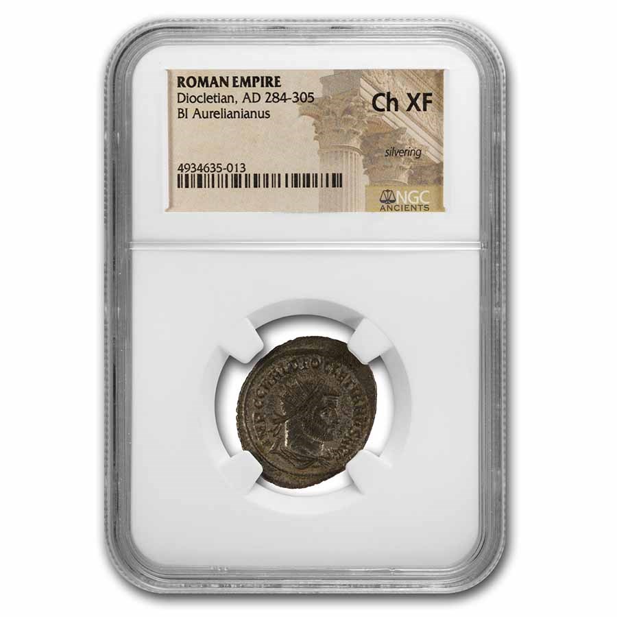 Roman Silvered Aurelianianus Diocletian 284-305 AD Ch XF NGC