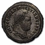 Roman Silvered Follis Emperor Diocletian (284-305 AD) AU