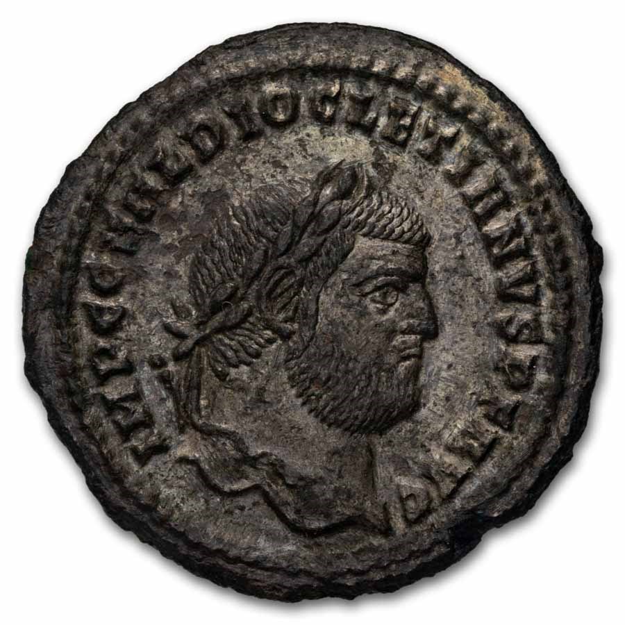 Roman Silvered Follis Emperor Diocletian (284-305 AD) AU