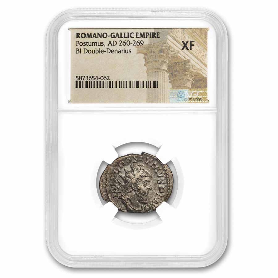 Romano-Gallic Emp BI Dbl Denarius Postumus (260-269 AD) XF NGC