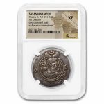 Sasanian Empire AR Drachm King Khusru II (591-628 AD) XF NGC