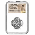 Sasanian Kings Silver Drachm Bahram V (420-438 AD) MS NGC
