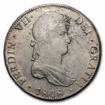 Spanish Empire Silver 8 Reales Portrait & Pillars AU (Details)