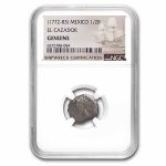 Spanish Empire Silver Pillar Type 1/2 Real El Cazador Genuine NGC