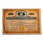 The Pennsylvania Railroad Company Older Stock Cert. (Orange)