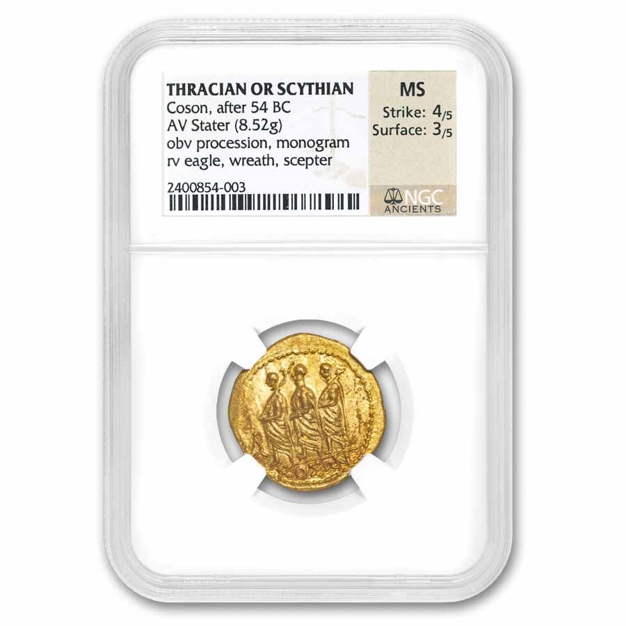 Thracian/Scythian Gold Stater Coson (after 54 BC) MS NGC 4/3
